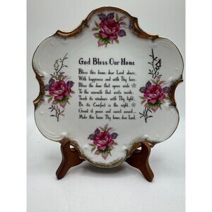 God Bless Our Home Prayer Plate HandPainted ESD Japan Enterprise Exclusiv KF7316